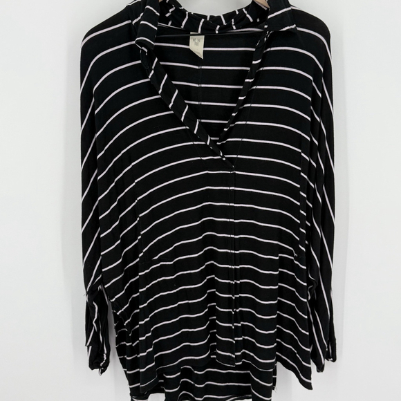 Free People Tops - Free People We The Free Womens Cant Fool Me Top Large Black Stripe Oversized